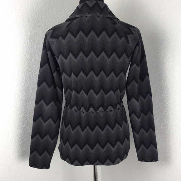 North Face Black Grey Zip Zag Print Zip Up Jacket - Picture 4 of 8
